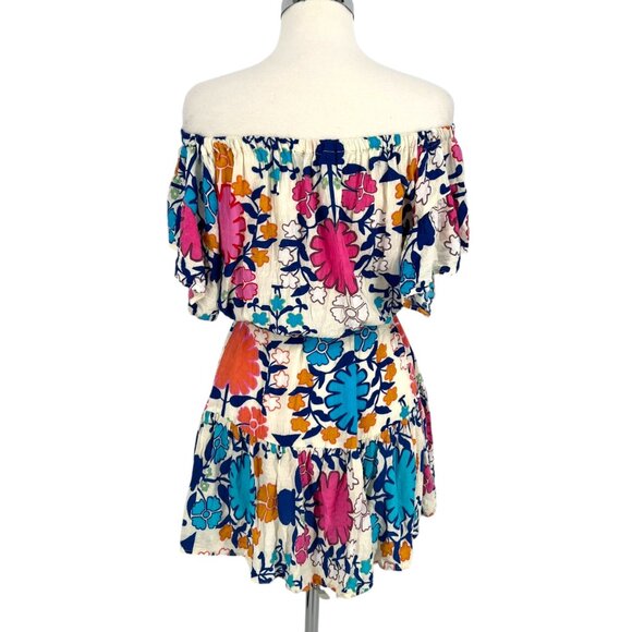 Rachel Roy Off-Shoulder Floral Dress Summer Beachwear White Mullti Size Medium - Picture 7 of 11